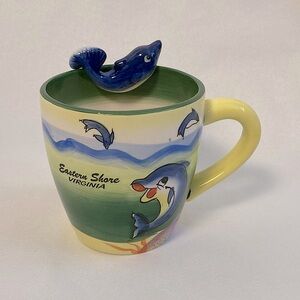 Vintage Eastern Shore Virginia Ceramic Painted Dolphin 16 oz Ceramic Mug